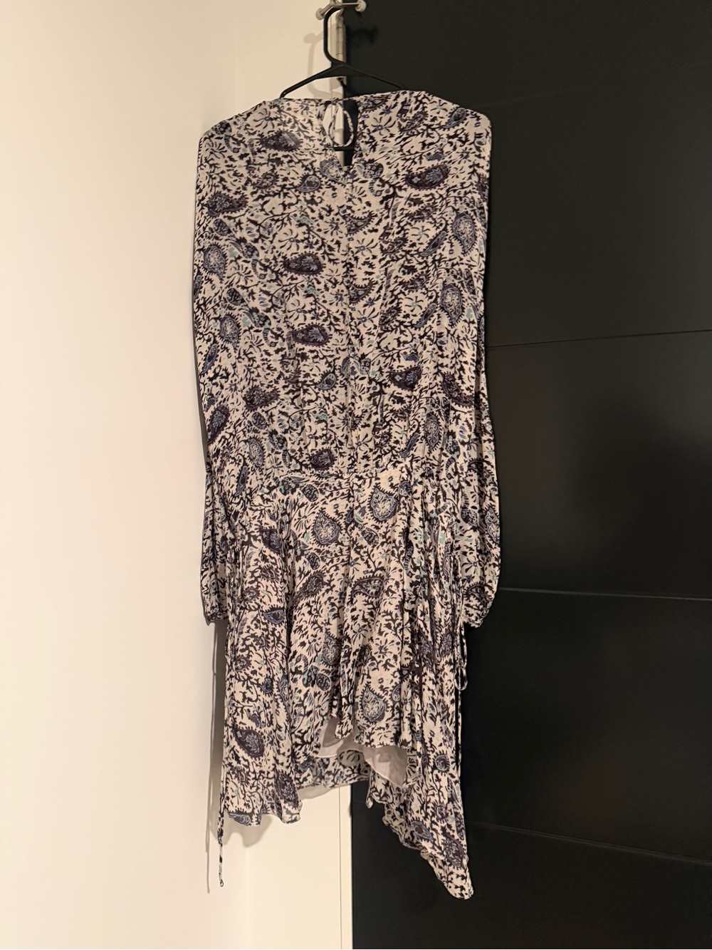 Blue and White Floral High-Low Skirt - Women's Asymmetric Hem